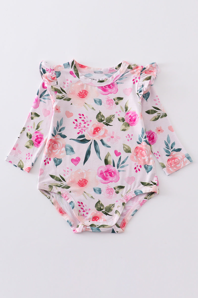 Pink Floral Print Bamboo Girl Bubble