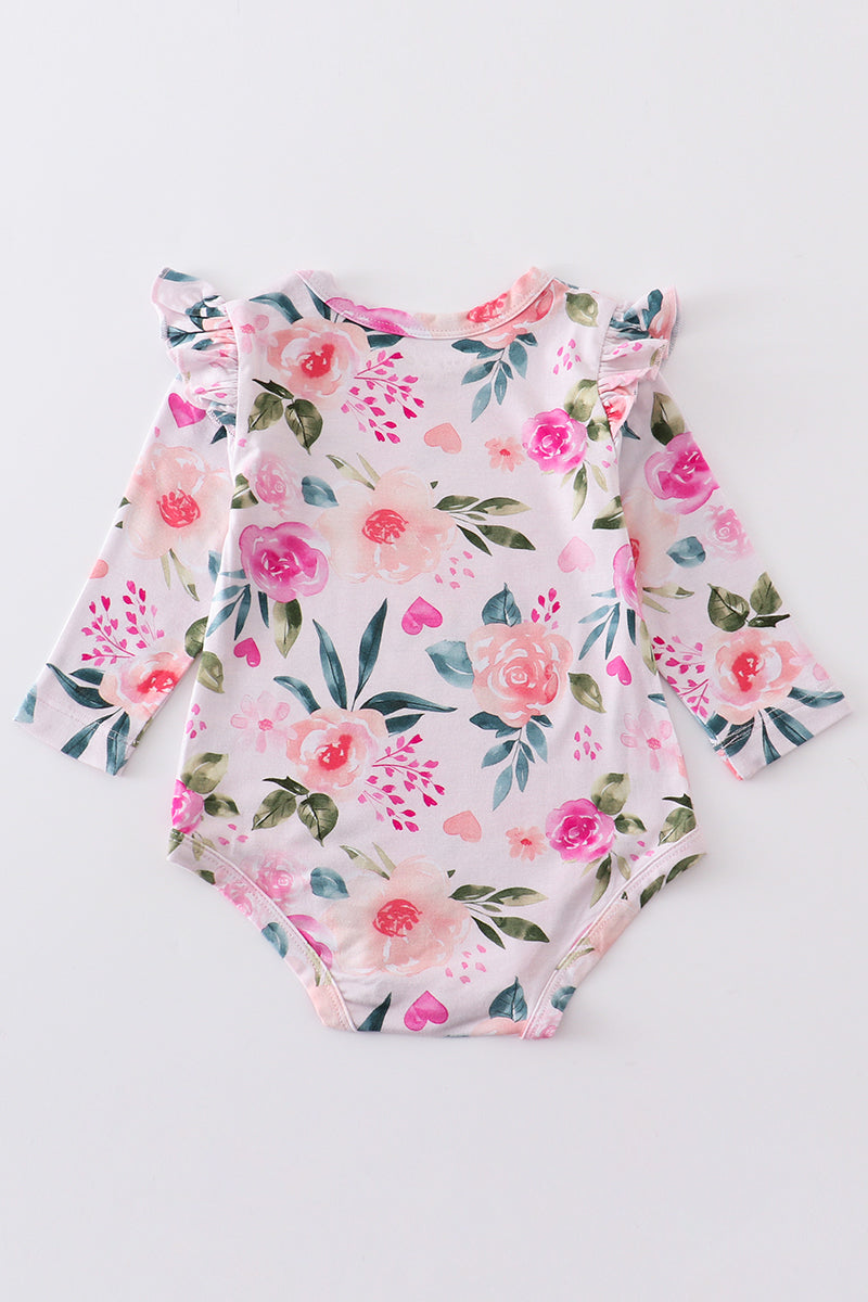 Pink Floral Print Bamboo Girl Bubble