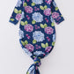 Navy Floral Print Bamboo Baby Gown