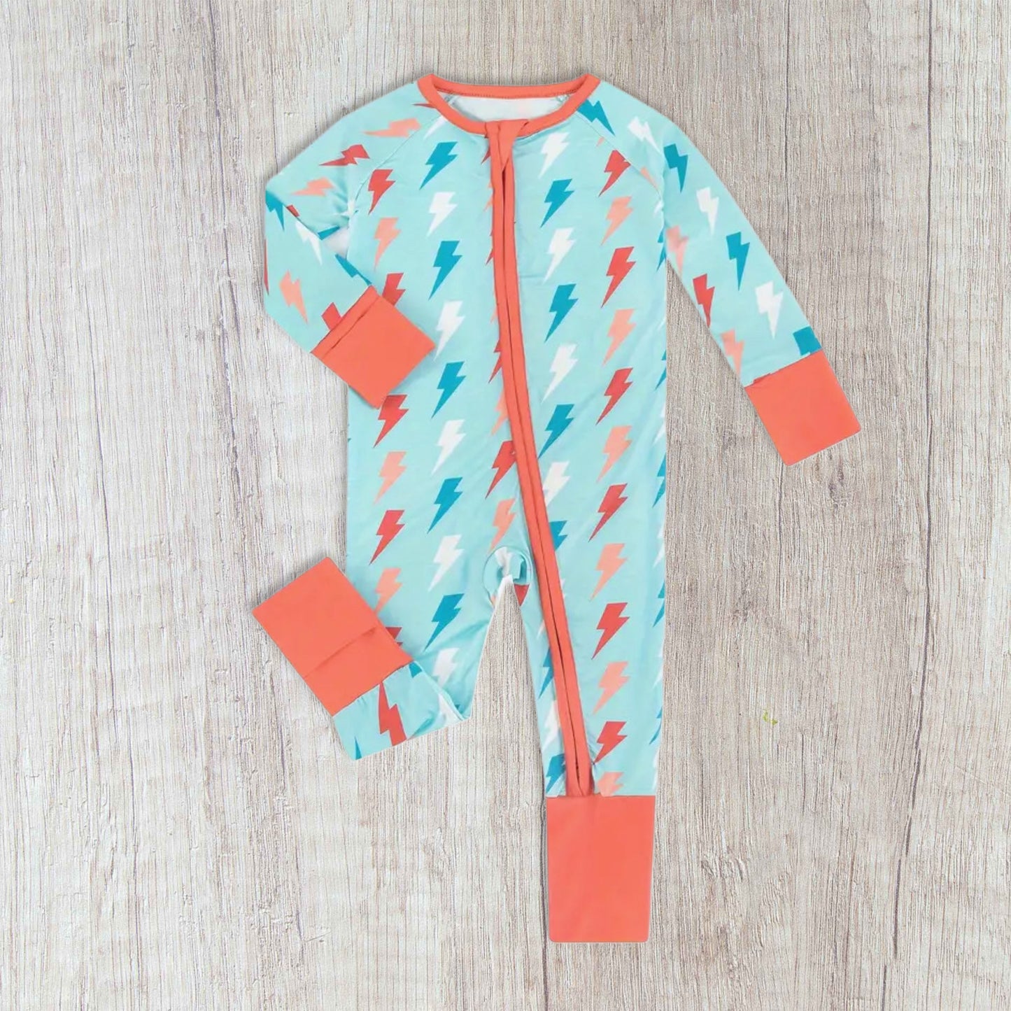 Lightening Bolt Blue Bamboo Convertible Romper