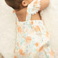 Premium Floral Muslin Leaves Ruffle Romper