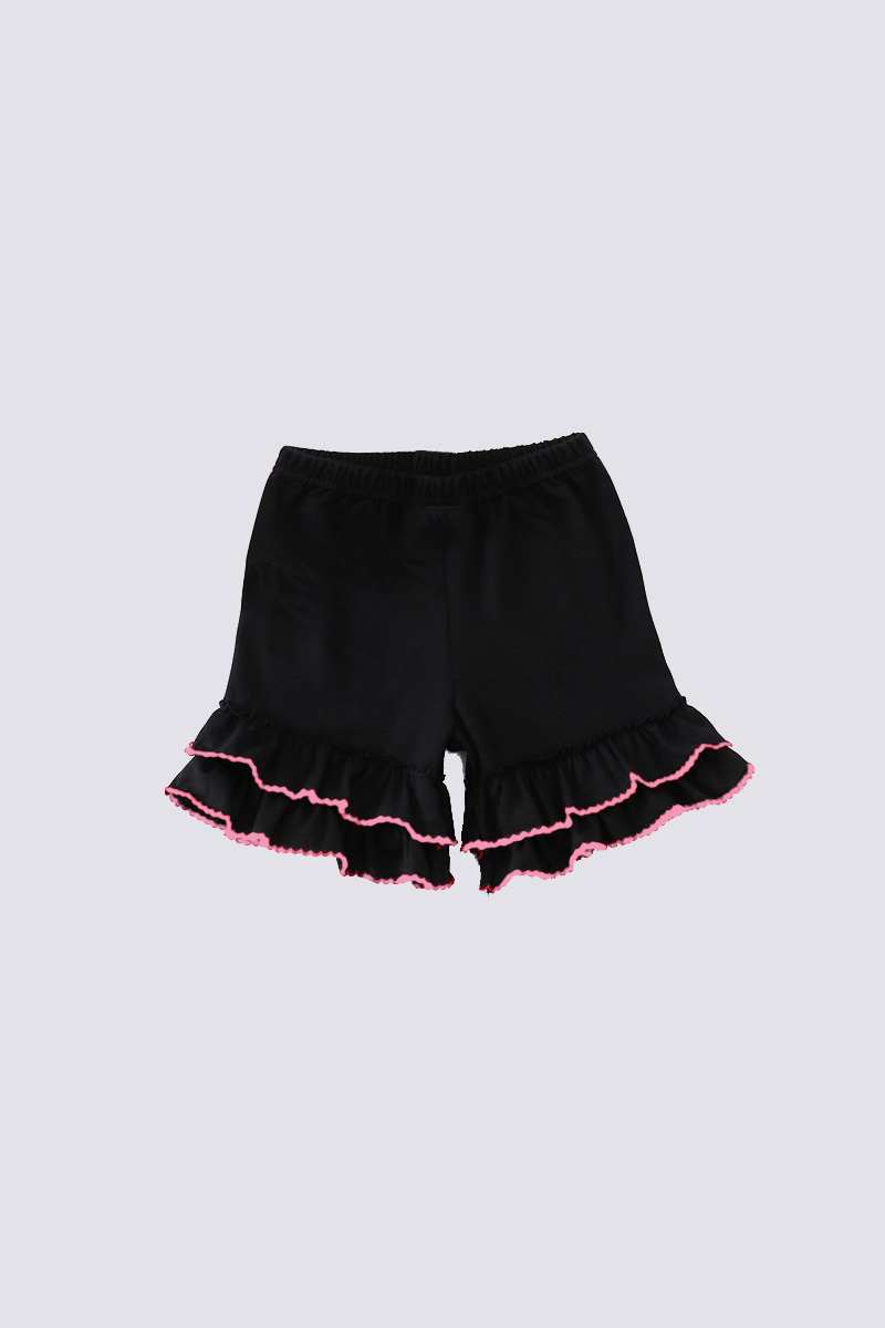 Black/Pink Ruffle Girl Shorts