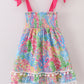 Pink tropical floral smocked mom&me dress