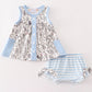 Blue Stripe Chicken Print Baby Set