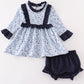 Blue Floral Print Baby Girl Set