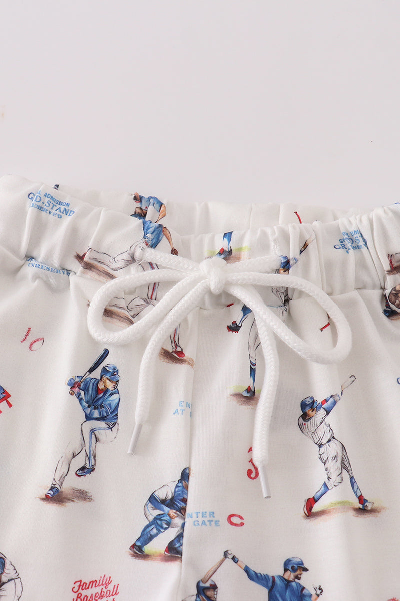 Baseball Print Girl Pajamas Set