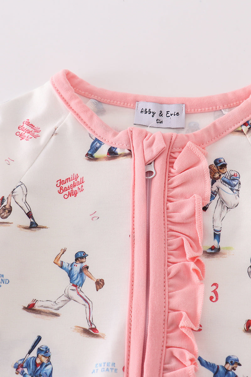 Baseball Print Girl Romper