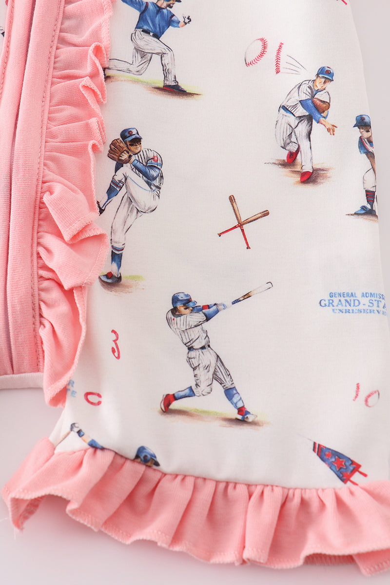 Baseball Print Girl Romper