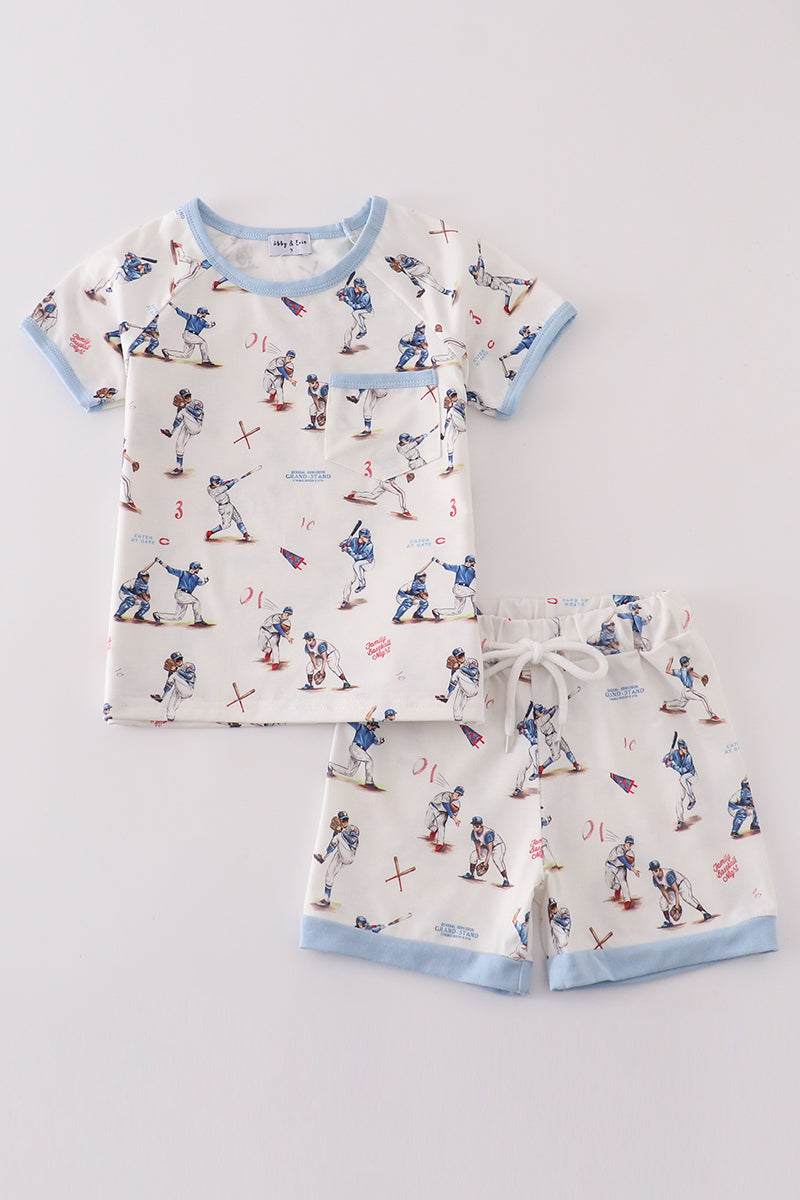 Baseball Print Boy Pajamas Set