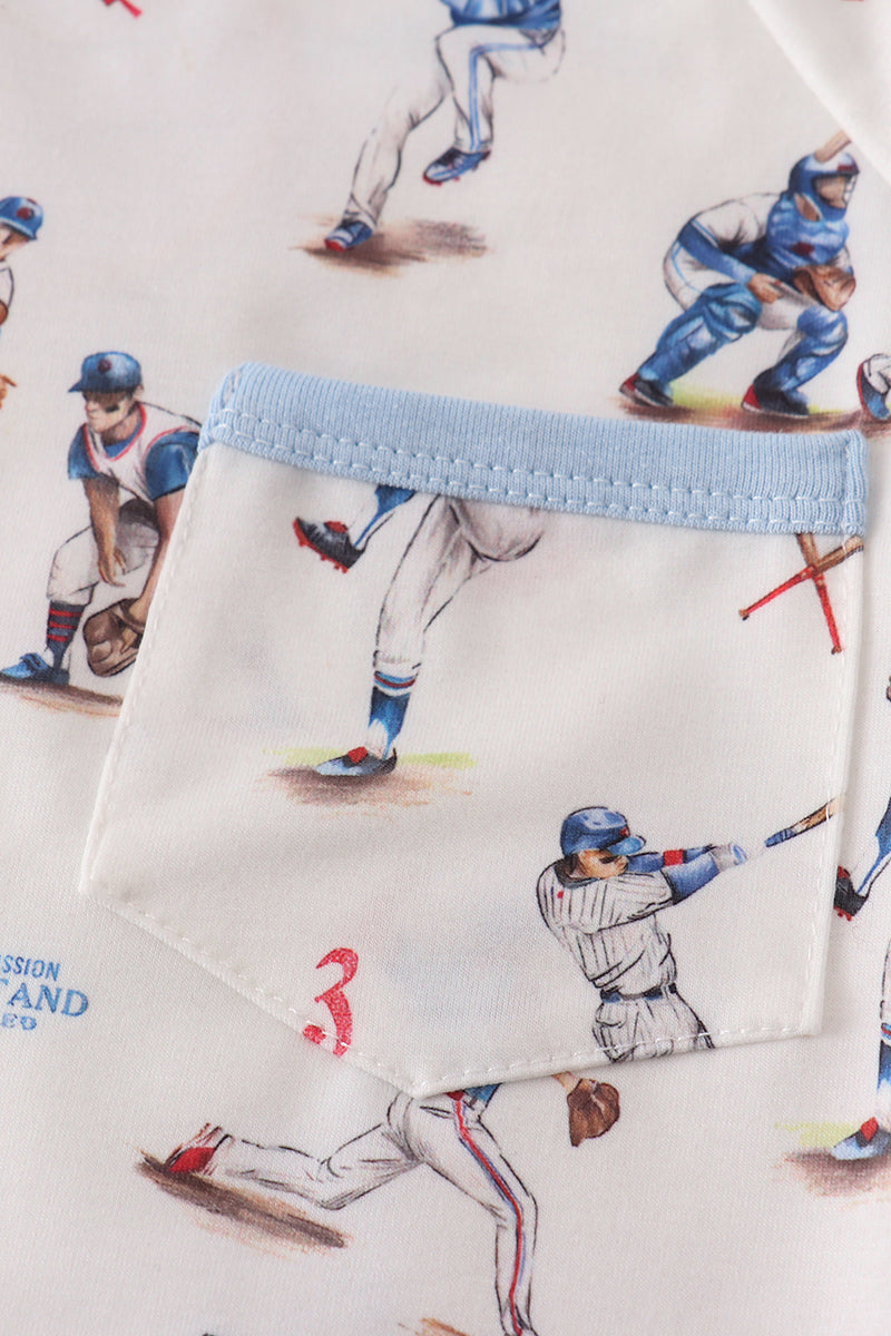 Baseball Print Boy Pajamas Set