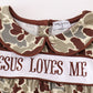 Camouflage Jesus Loves Me Embroidery Girl Set