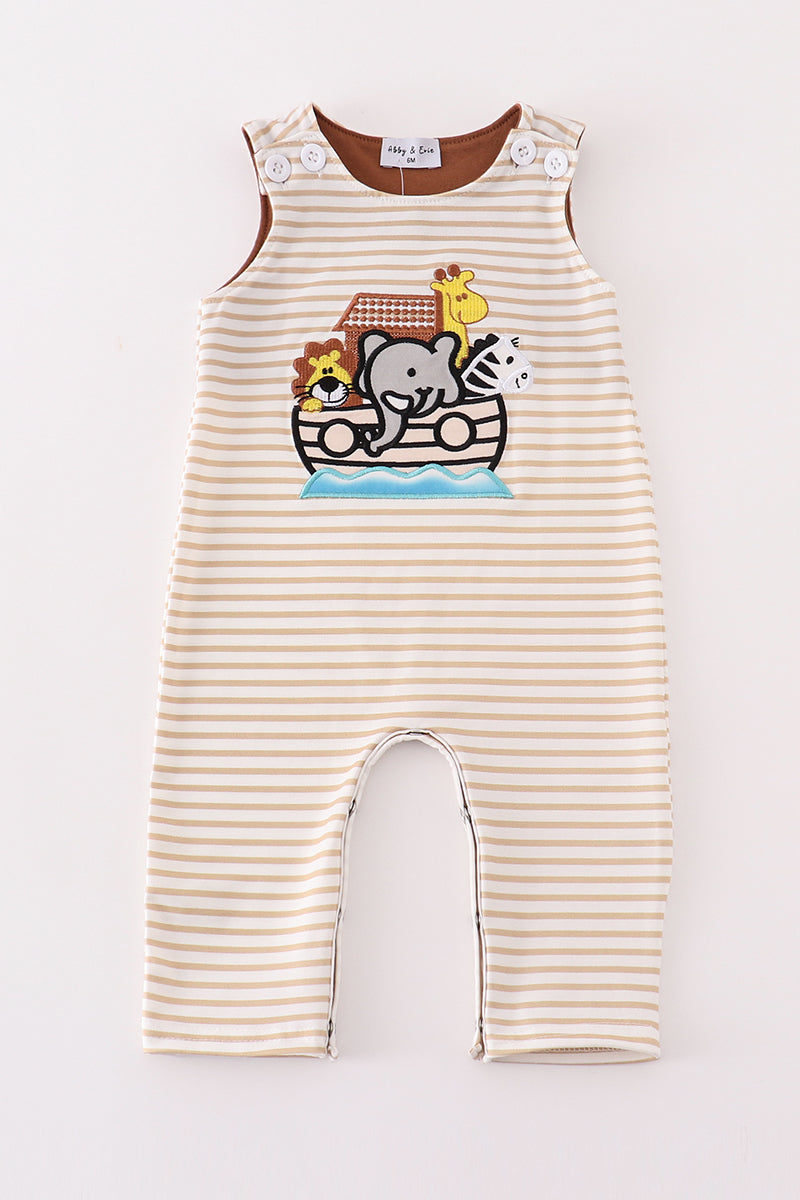 Noah'S Ark Embroidery Stripe Boy Jonjon