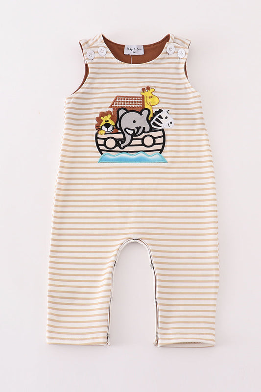 Noah'S Ark Embroidery Stripe Boy Jonjon