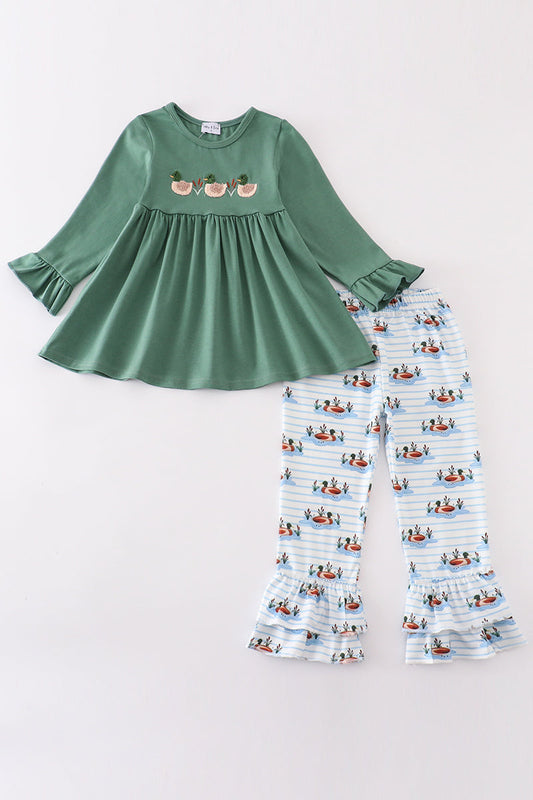 Forest Duck French Knot Girl Set