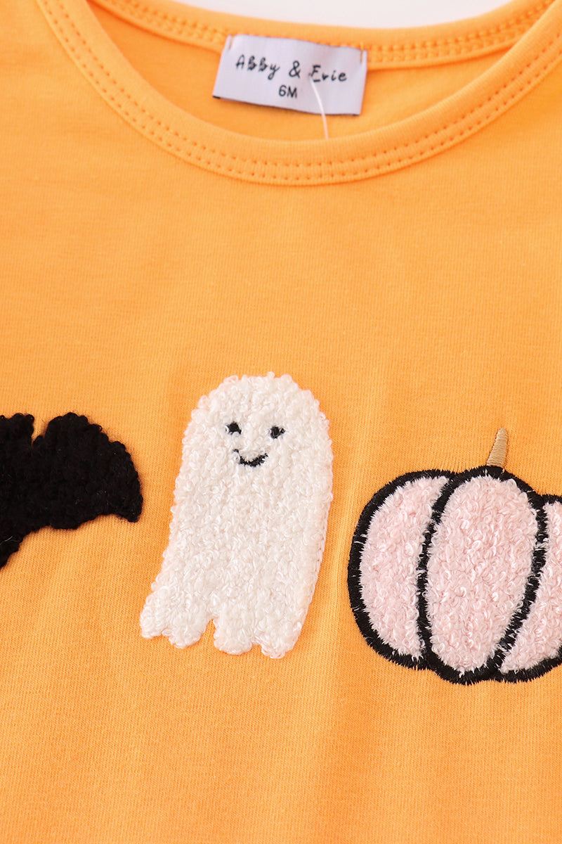 Orange Halloween Ghost Pumpkin Girl Romper