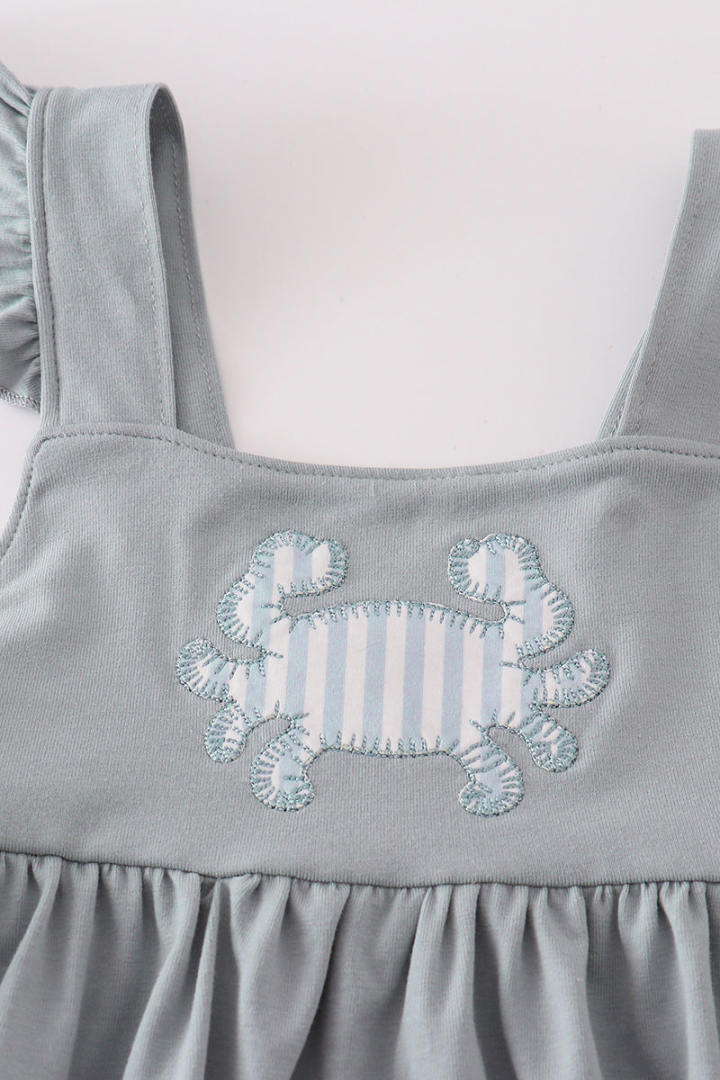 Blue Crab Applique Girl Dress