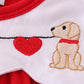 Red Valentine's Day Puppy Embroidery Girl Bubble