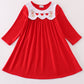 Red Valentine's Day Puppy Embroidery Girl Dress