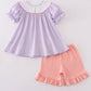 Purple Bunny Embroidery Smocked Girl Set