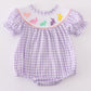 Purple Bunny Embroidery Smocked Girl Bubble