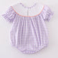 Purple Bunny Embroidery Smocked Girl Bubble