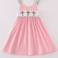 Pink Easter Cross French Knot Girl Dress