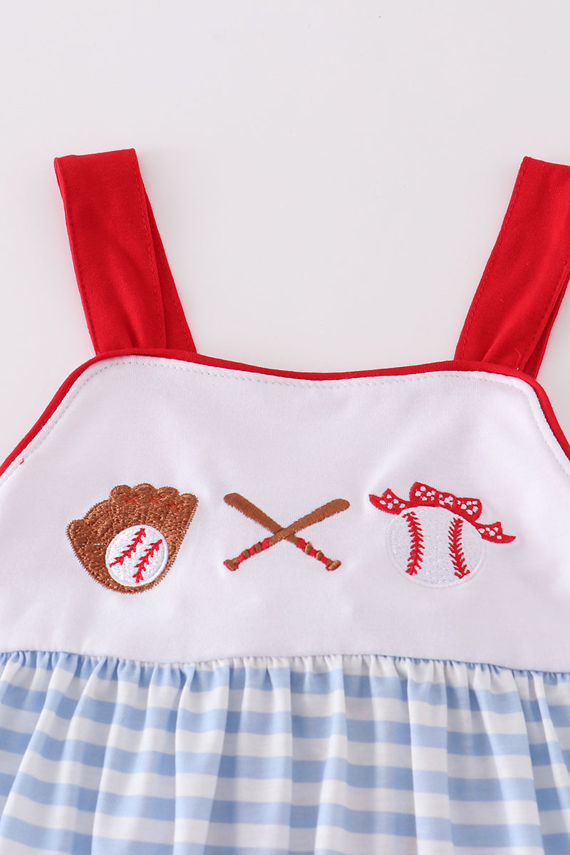 Blue Baseball Embroidery Girl Set