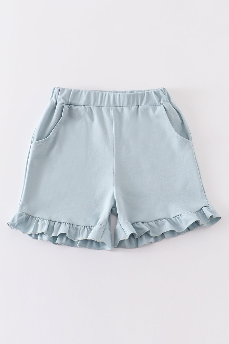 Blue Basic Ruffle Shorts