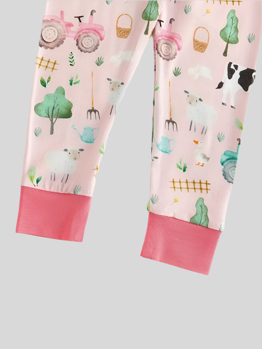 Farm Fun Pink Bamboo Pajamas