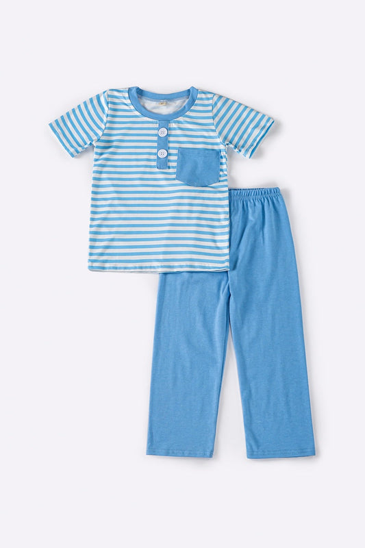 Blue Stripe Boy Pants Set