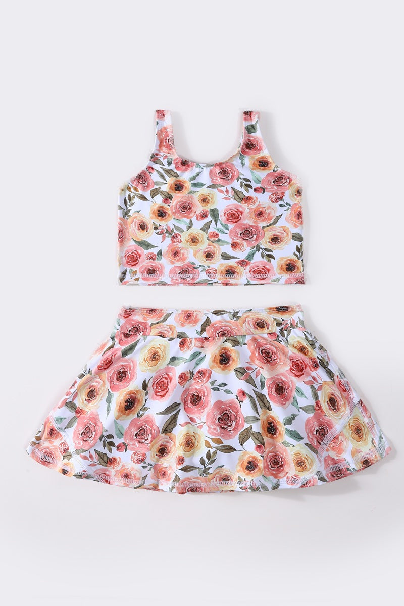 Floral Print Girl 2Pc Swimsuit