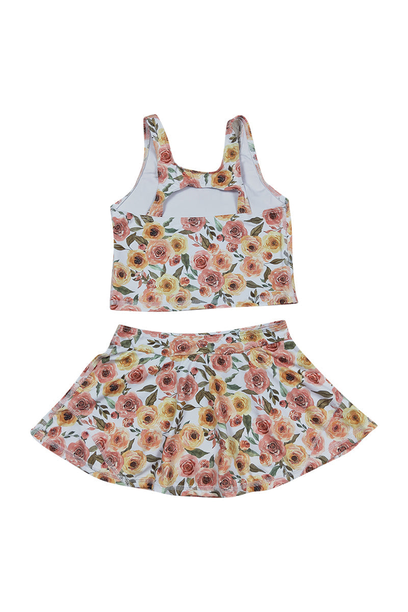 Floral Print Girl 2Pc Swimsuit