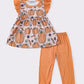 Orange Pumpkin Ruffle Girl Set