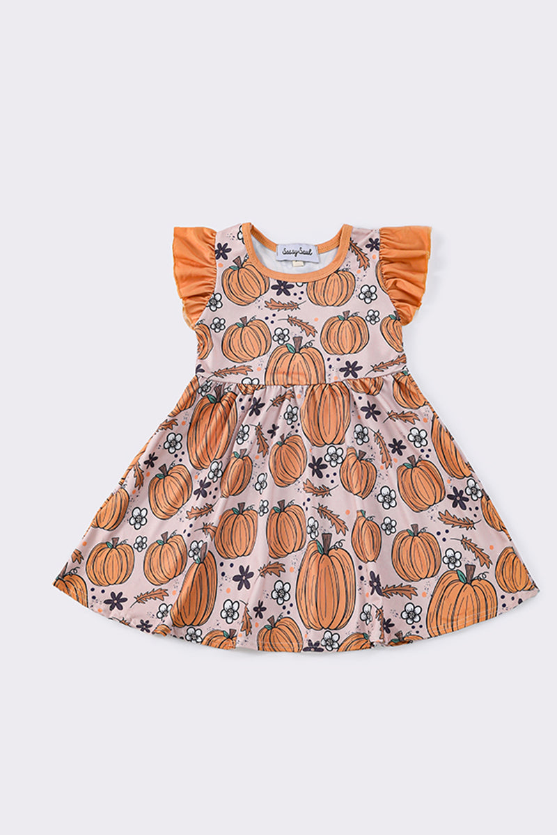 Orange Pumpkin Ruffle Dress