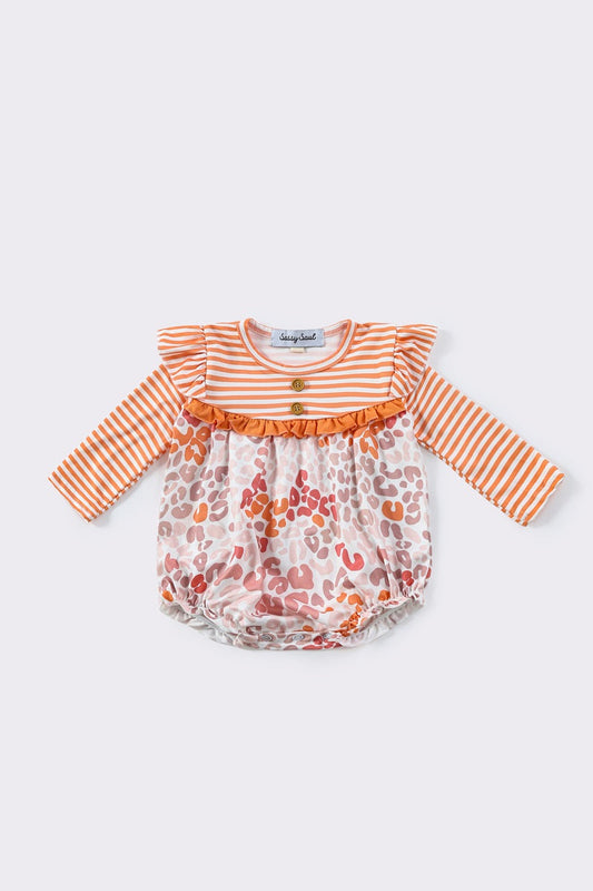 Orange Stripe Leopard Ruffle Bubble