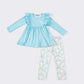 Blue Floral Pumpkin Ruffle Set