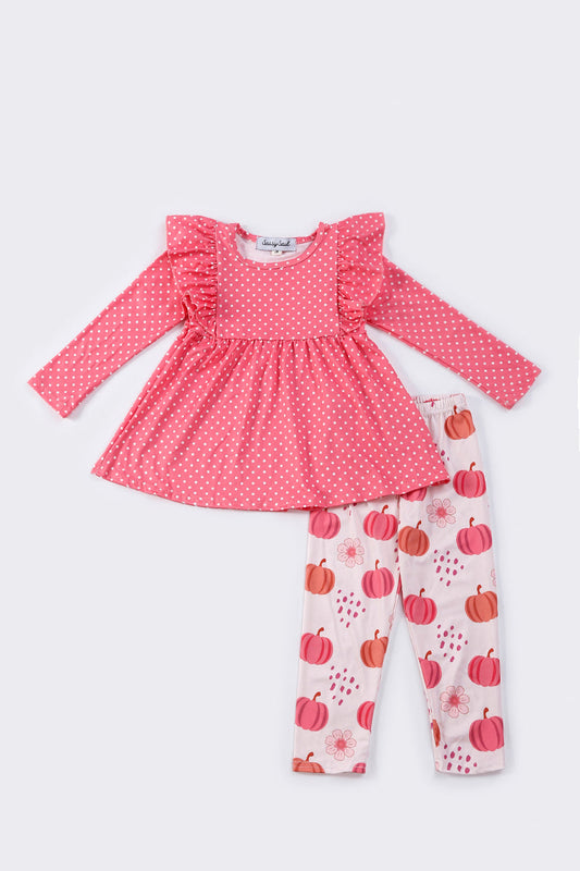 Pink Pumpkin Floral Girl Set