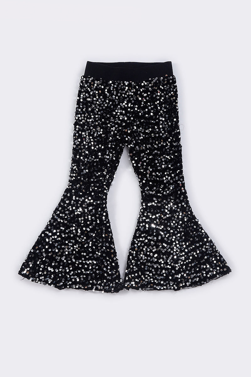 Grey Sequin Bell Pants