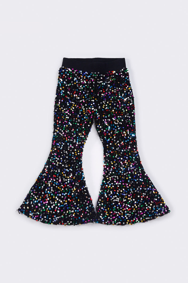 Black Sequin Bell Pants