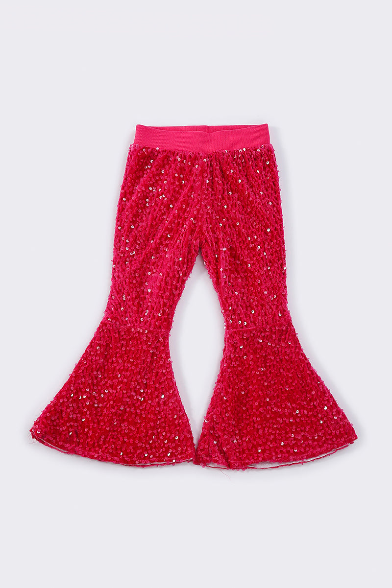 Magenta Sequin Bell Pants