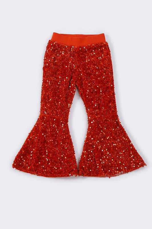 Orange Sequin Bell Pants