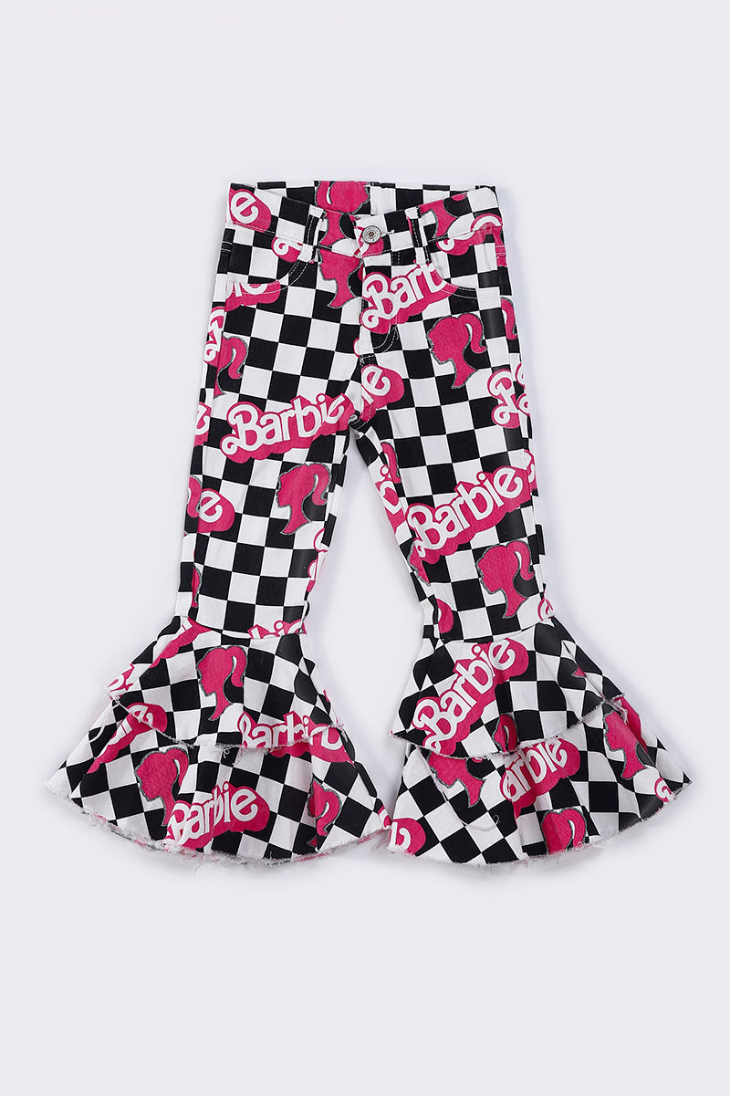 Black Checkered Barbie Bell Denim Jeans