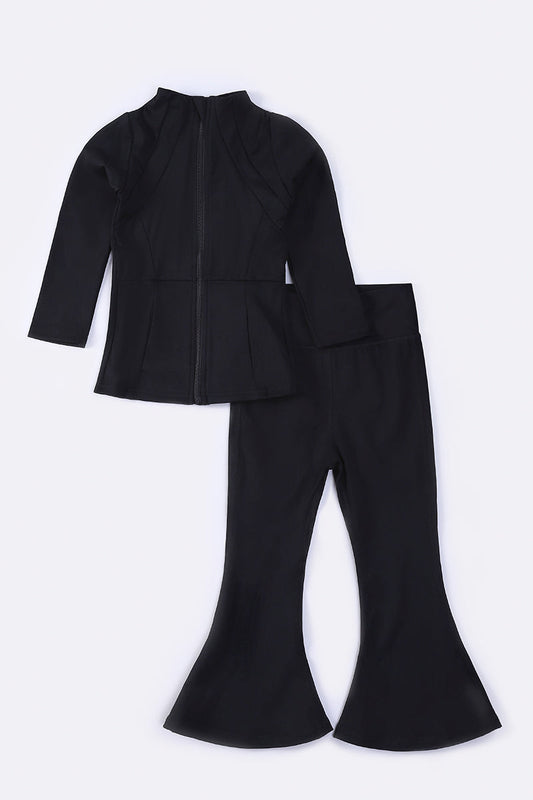 Black Girl Active Flare Pants Set