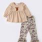 Camouflage Deer Embroidery Girl Pants Set