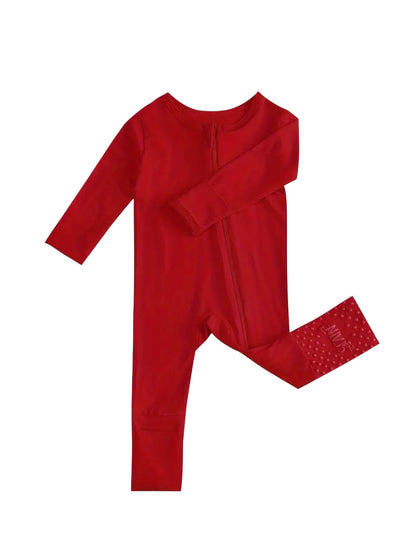 Zip-Up Bamboo Convertible Romper w/Footie Grips