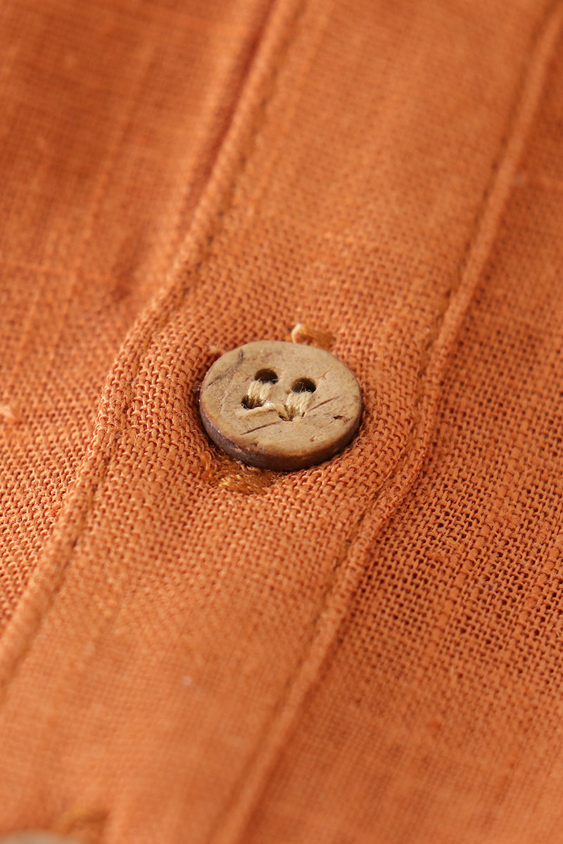 Brown Button Linen Top