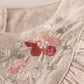 Beige Floral Embroidery Ruffle Linen Girl Bubble