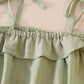 Green Strap Ruffle Linen Girl Bubble