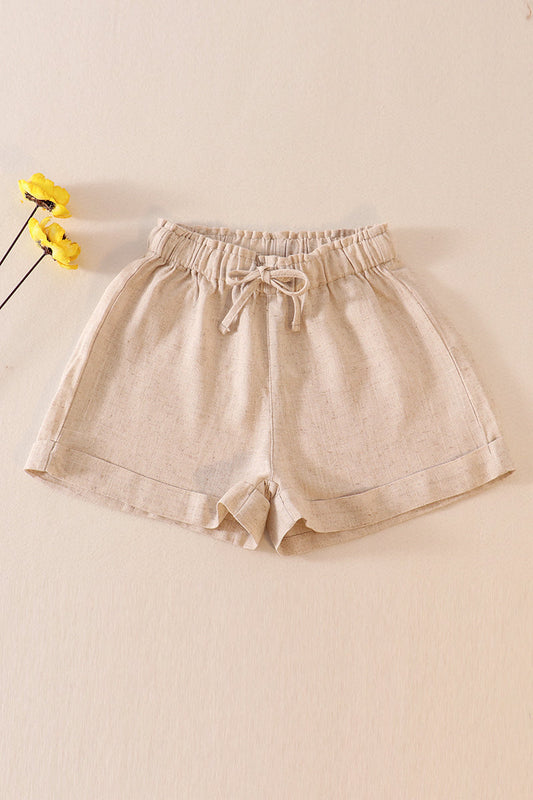 Beige Linen Girl Shorts