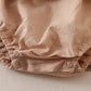 Beige Linen Floral Embroidery Ruffle Strap Bubble